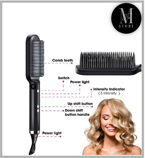 Electric Professional Hair Straightening Brush hqt-909b (Random Colour)