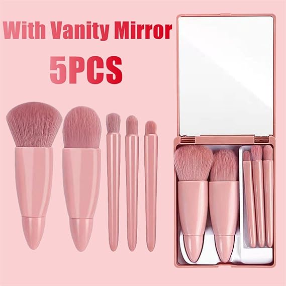 5 Pieces Soft Fluffy Makeup Brush Set With Mirror