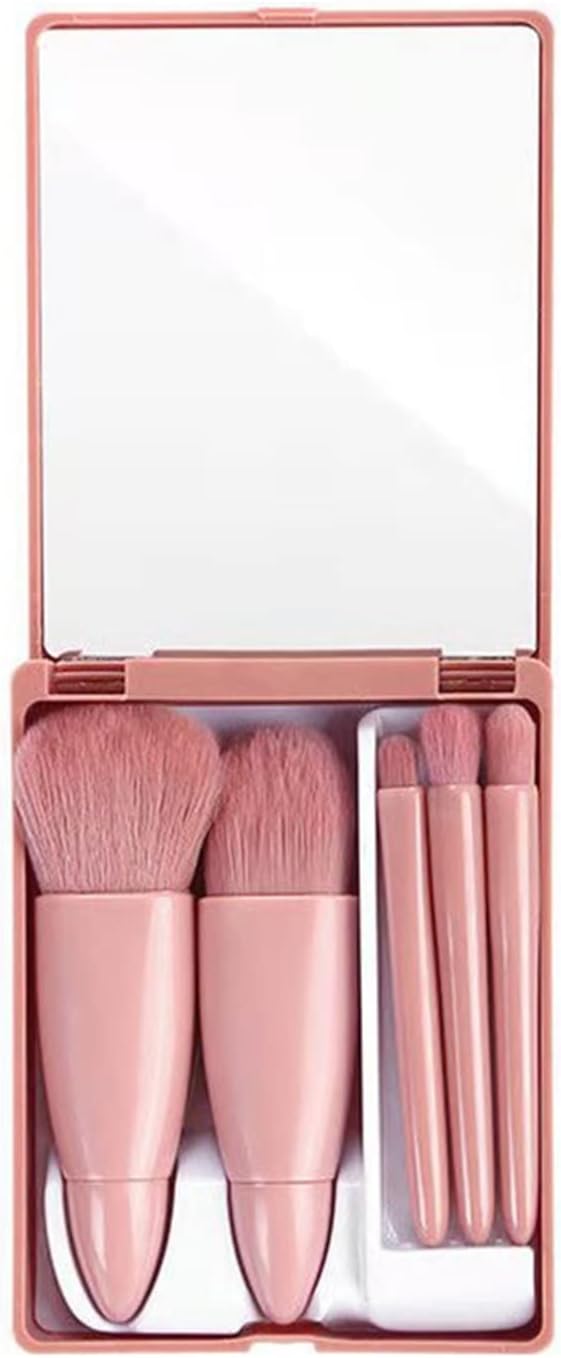 5 Pieces Soft Fluffy Makeup Brush Set With Mirror