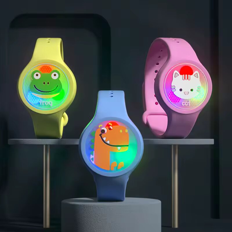 Mosquito Repellent Bracelet Cartoon Luminous - Children's Watch Portable Flash Mosquito Repellent Button Anti Mosquito Watch