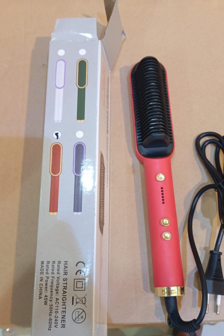 Electric Professional Hair Straightening Brush hqt-909b (Random Colour)