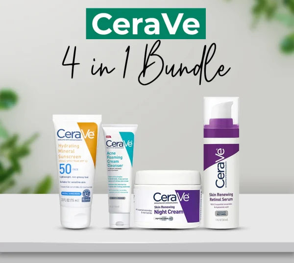 CeraVe 4 In 1 Skincare Kit - Night Cream, Sunblock, Cleanser & Serum For Skin Renewing Formula