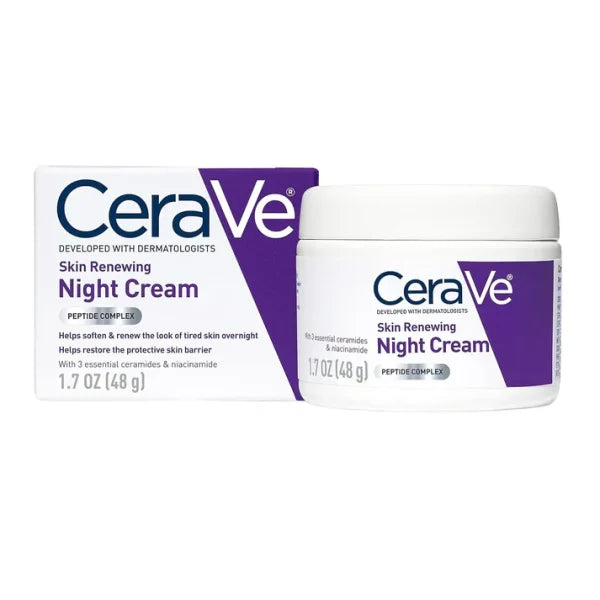 CeraVe 4 In 1 Skincare Kit - Night Cream, Sunblock, Cleanser & Serum For Skin Renewing Formula