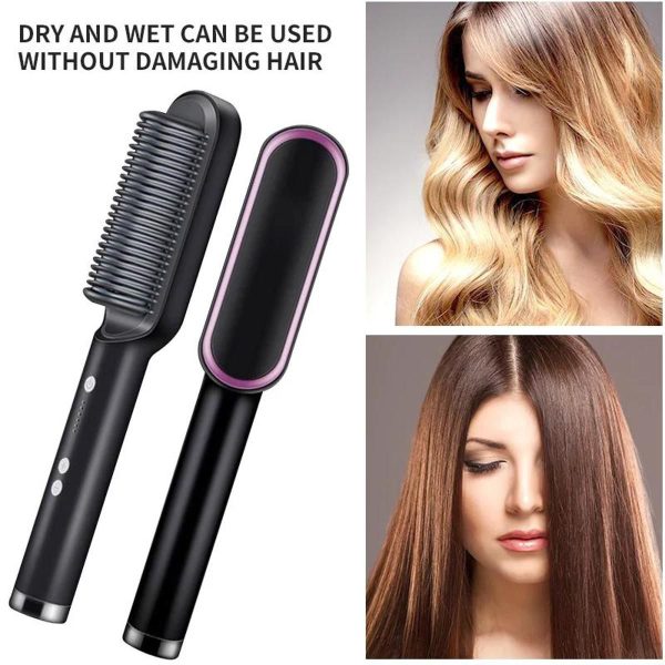 Electric Professional Hair Straightening Brush hqt-909b (Random Colour)