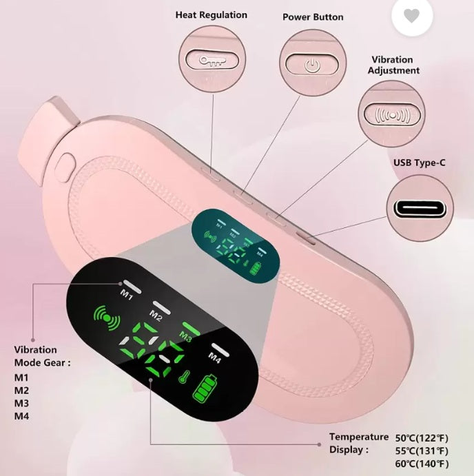 Digital Period Pad Heating And Vibrating For Healing Period Cramps – Women’s Care Pin Relief With 3 Heat Levels And 4 Mode