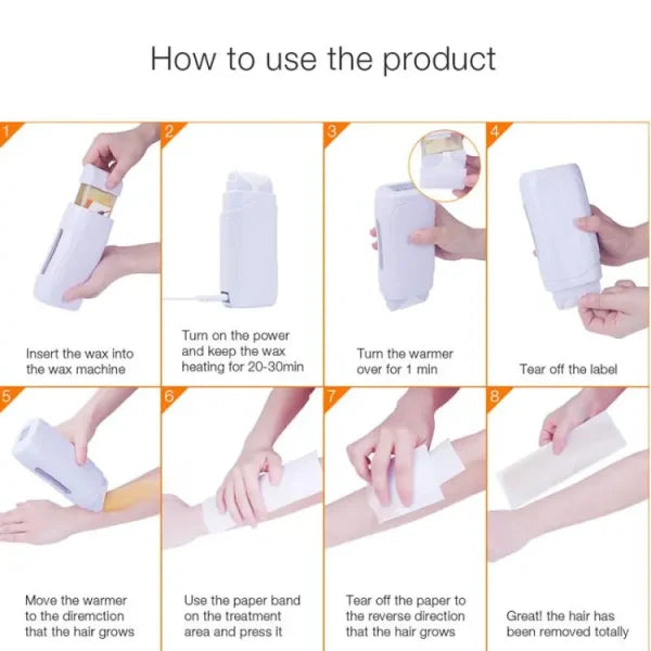 Roll on Wax warmer Portable Wax Roller for Hair Removal Soft Wax Heater Waxing for Travel Home Wax Heater Epilator