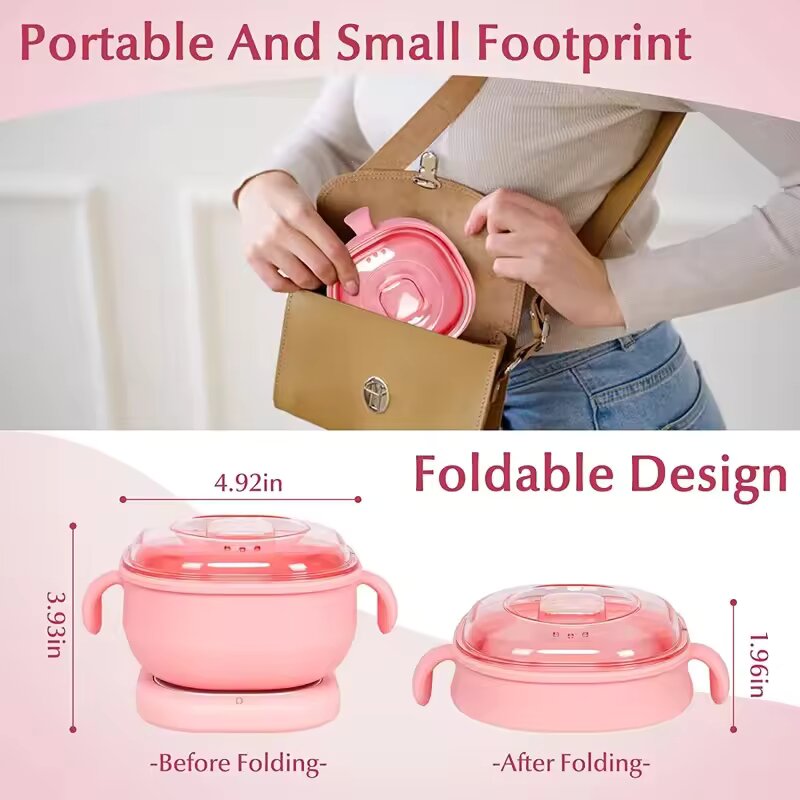 Foldable Wax Heater Hair Removal Wax Machine Portable Silicone Wax Warmer SPA Body Epilator Paraffin Wax Pot 400ML