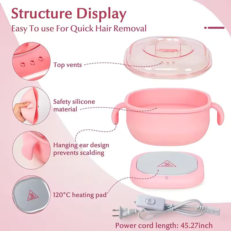 Foldable Wax Heater Hair Removal Wax Machine Portable Silicone Wax Warmer SPA Body Epilator Paraffin Wax Pot 400ML