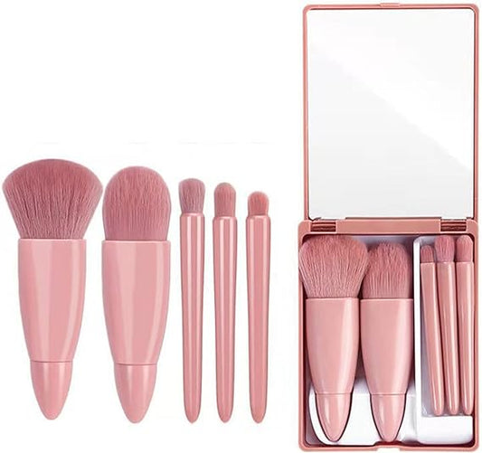 5 Pieces Soft Fluffy Makeup Brush Set With Mirror