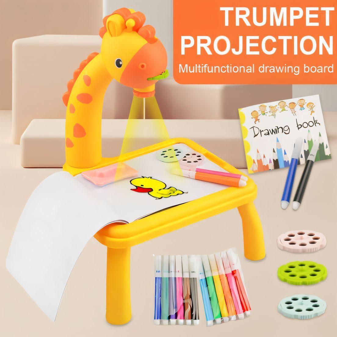 Giraffe Writing Board Projection Drawing Desk Learning LED Projector Art Table Toy Multifunctional Giraffe