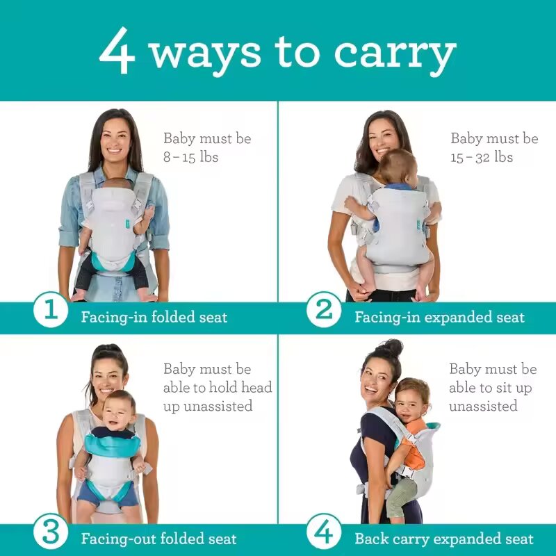 Infantino The Flip 4-in-1 Unique Baby Carrier’s - Baby Carrier Backpack Baby Bag Newborn - Comfortable Baby Carrier